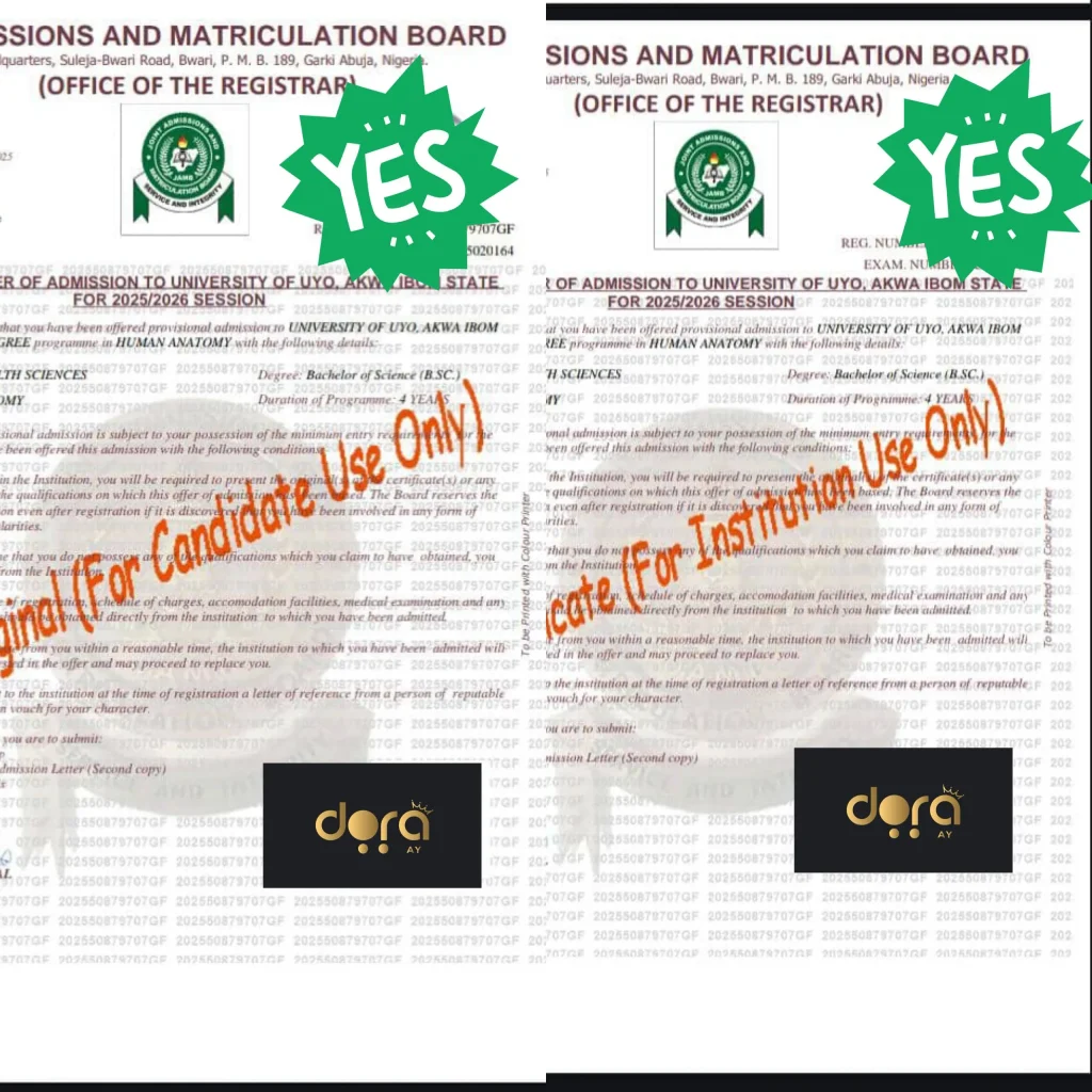 official jamb admission slips